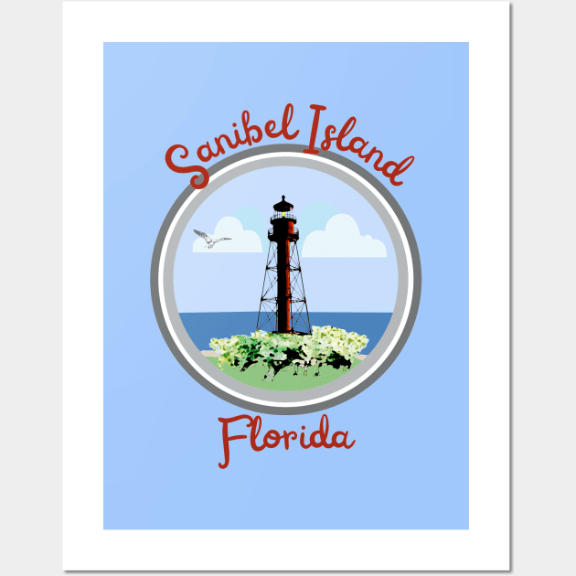 Sanibel Island Lighthouse Wall Art by Trent Tides